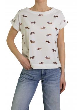 t shirt scollo a barca con bassotti 